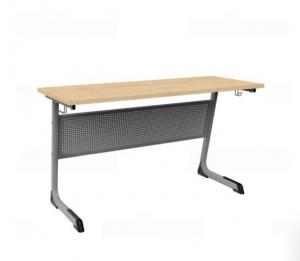 Стол ученический двухместный на плоскоовальной трубе с перфорированным экраном и наклоном металлокаркаса  нерегулируемый  сер. Смарт 4,5,6,7 группы роста.