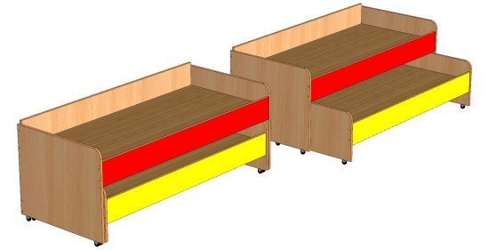 Кровать двухъярусная выкатная 1430х650х580