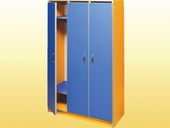 Шкаф для одежды трехсекционный, цветной каркас